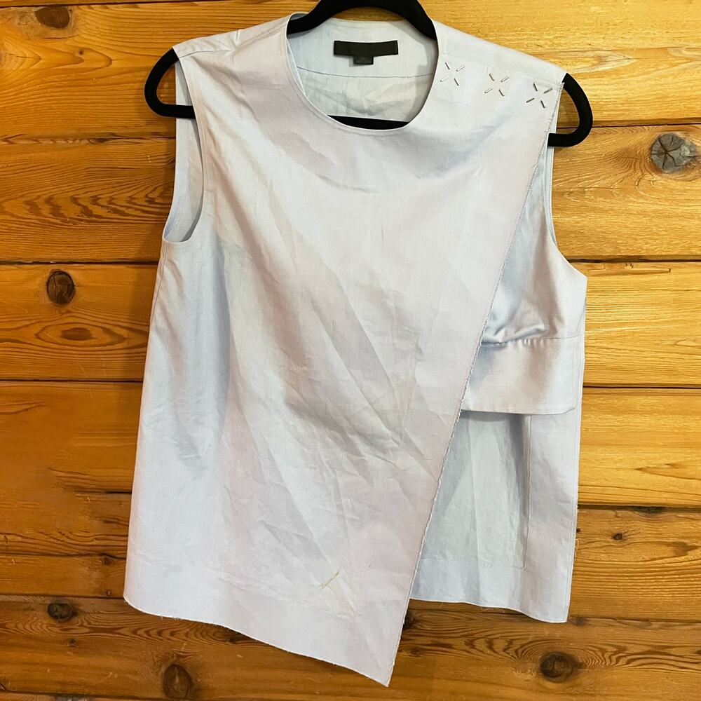 Alexander Wang Asymmetrical Cotton Top Light Blue Size 2